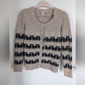 Wool cat pattern sweater cardigan